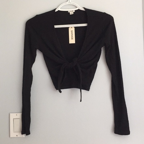 black tie up shirt. - Picture 1 of 2